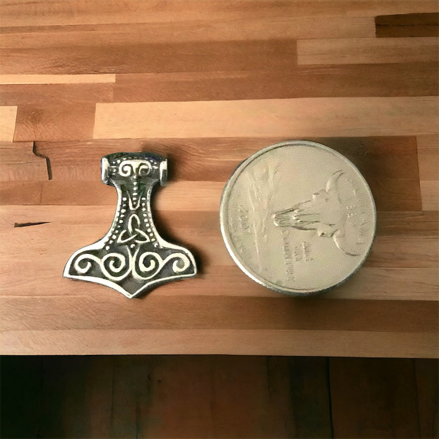 925 Sterling Silver Viking Norse Thor's Hammer Mjolnir Pendant Necklace + Free Chain