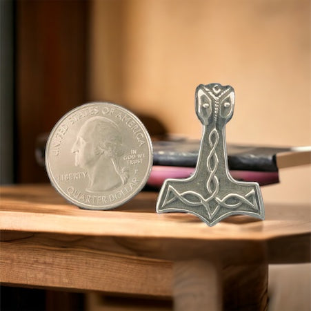 Handcast Double Sided 925 Sterling Silver Viking Norse Thor's Hammer Mjolnir Pendant Necklace + Free Chain