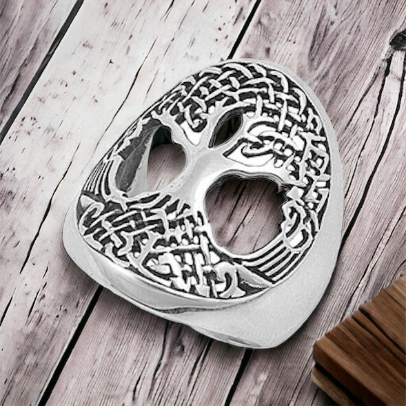 Large 925 Sterling Silver Celtic Tree of Life Ring Band Size 5-12