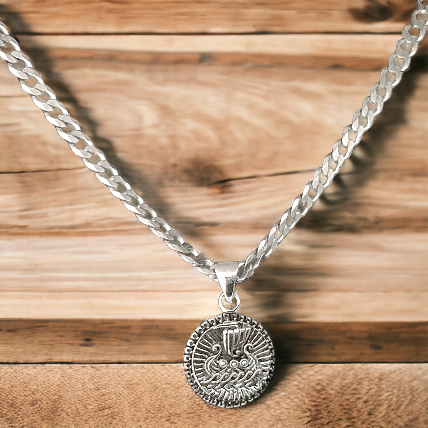 Handcast 925 Sterling Silver Norse Viking Longboat Long Boat Ship Pendant Necklace + Free Chain