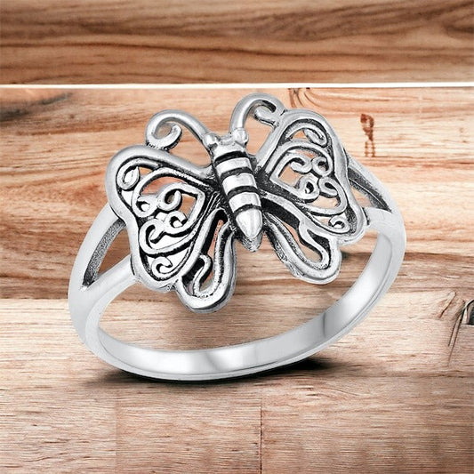 925 Sterling Silver Butterfly Ring Band Size 4-10