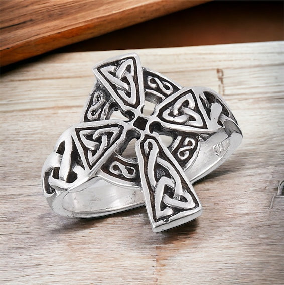 Silver Celtic Cross Ring
