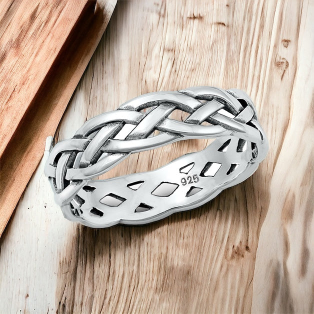 925 Sterling Silver Celtic Weave of Eternity Ring Band Size 5-14