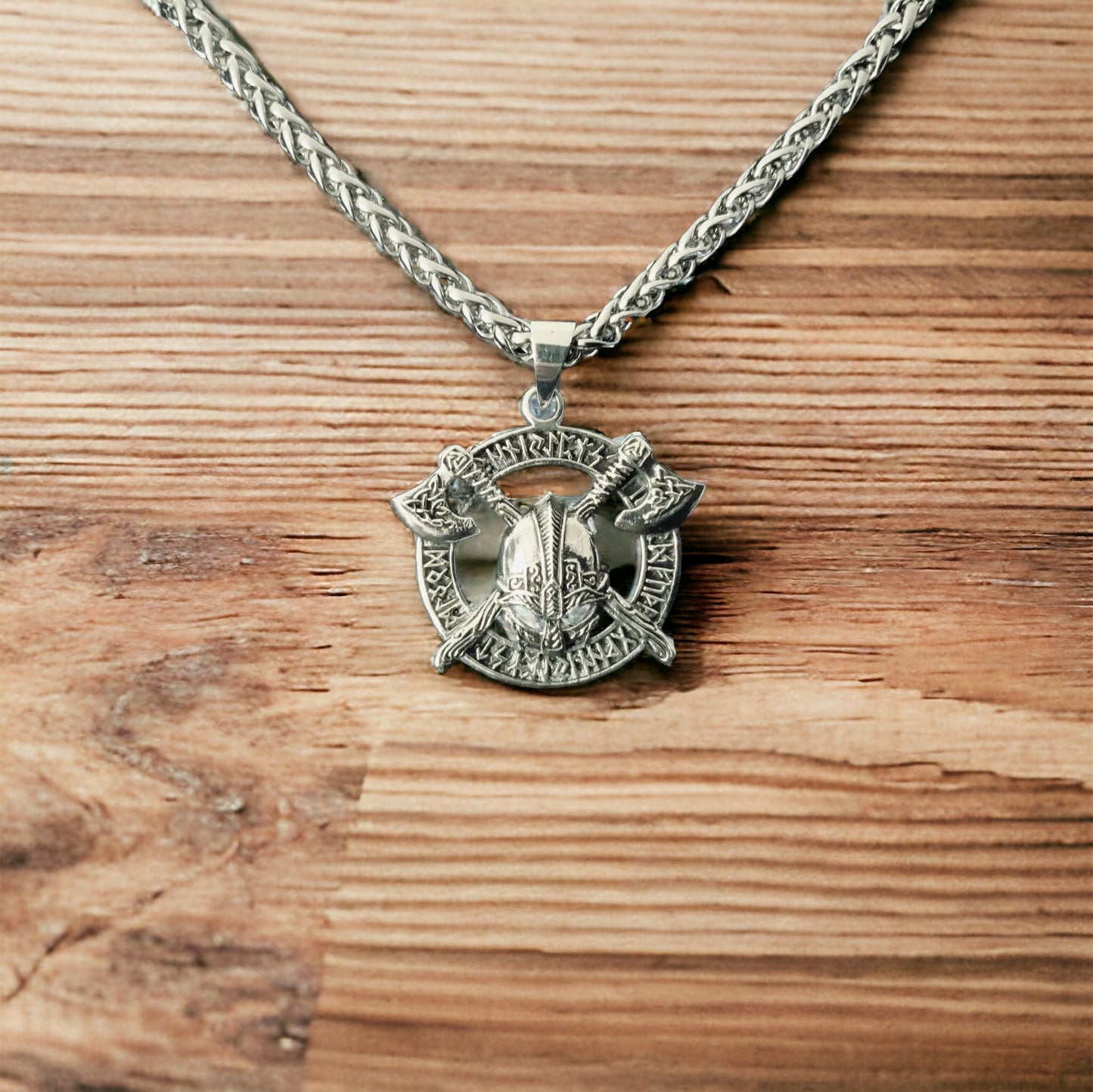 925 Sterling Silver Celtic Viking Norse Battle Axe Pendant Rune Alphabet Battle Armor Necklace + Free Chain
