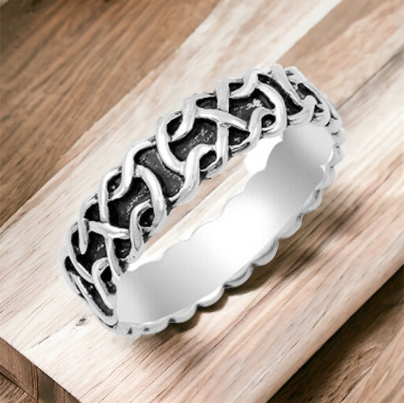 925 Sterling Silver Unisex Celtic Knot Ring Band Size 5-14