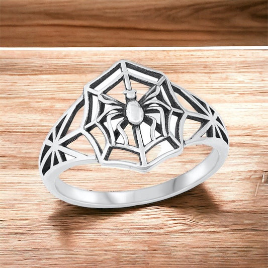 925 Sterling Silver Spider Web Ring Band Size 5-10