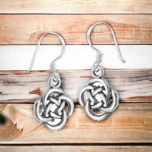 Silver Celtic Knotwork Dangle Earrings