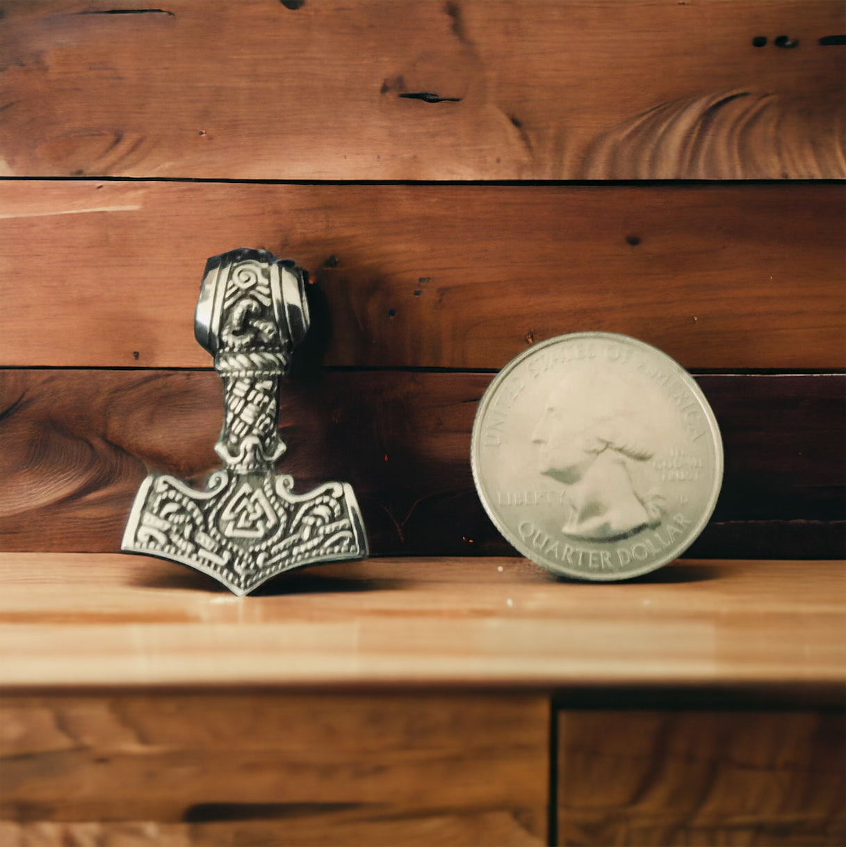 Large Handcast 925 Sterling Silver Norse Viking Thor's Thors Hammer Mjolnir Valknut Pendant + Free Chain