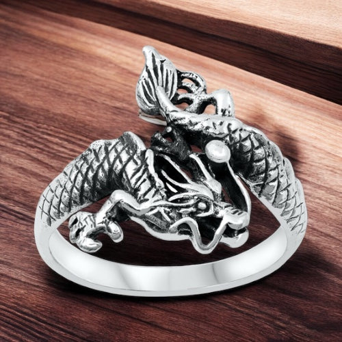 Large 925 Sterling Silver Dragon Ring Size 7-13