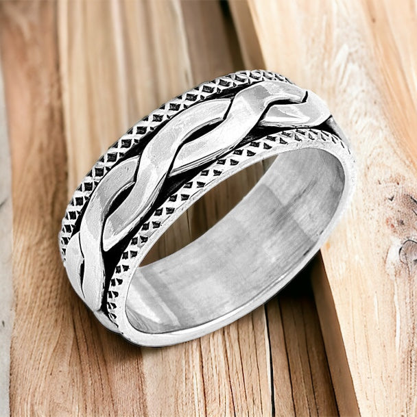 Sterling Silver Unisex Celtic Eternity Weave Spinner Ring