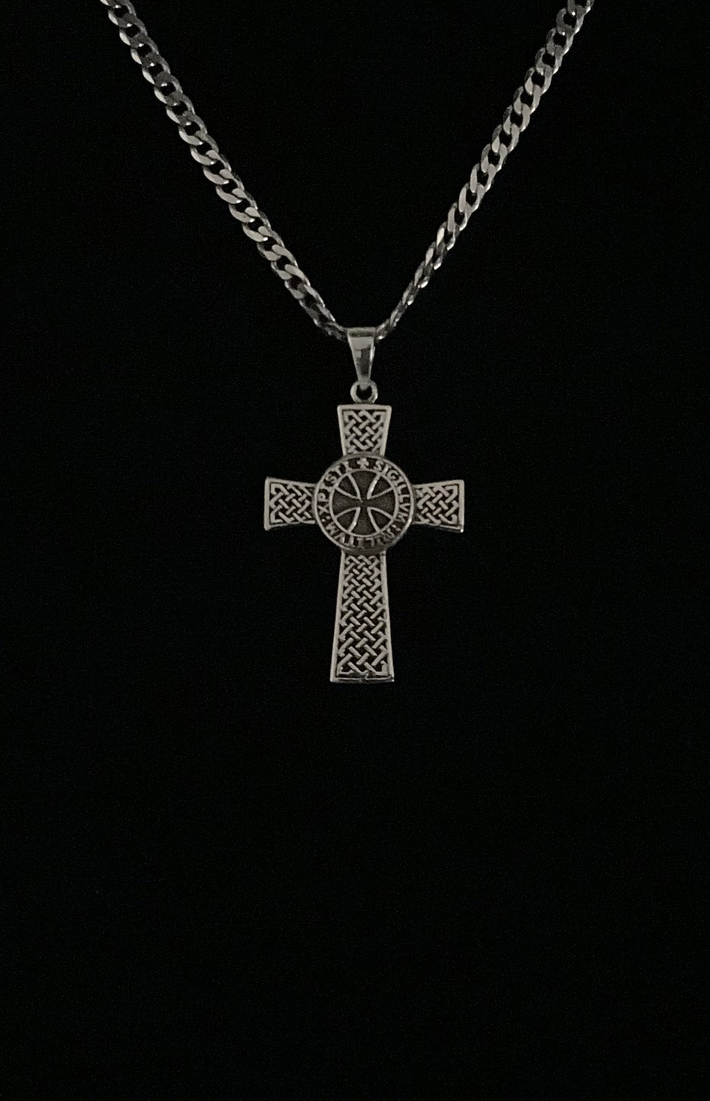 Large Handcast 925 Sterling Silver Crusader Knights Templar Cross Pendant + Free Chain Necklace