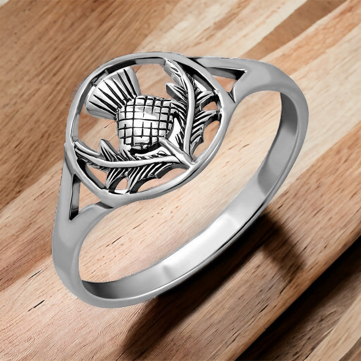 925 Sterling Silver Scottish Thistle Ring