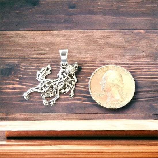 Unique Handcast 925 Sterling Silver Irish Celtic Fox Pendant + Free Chain