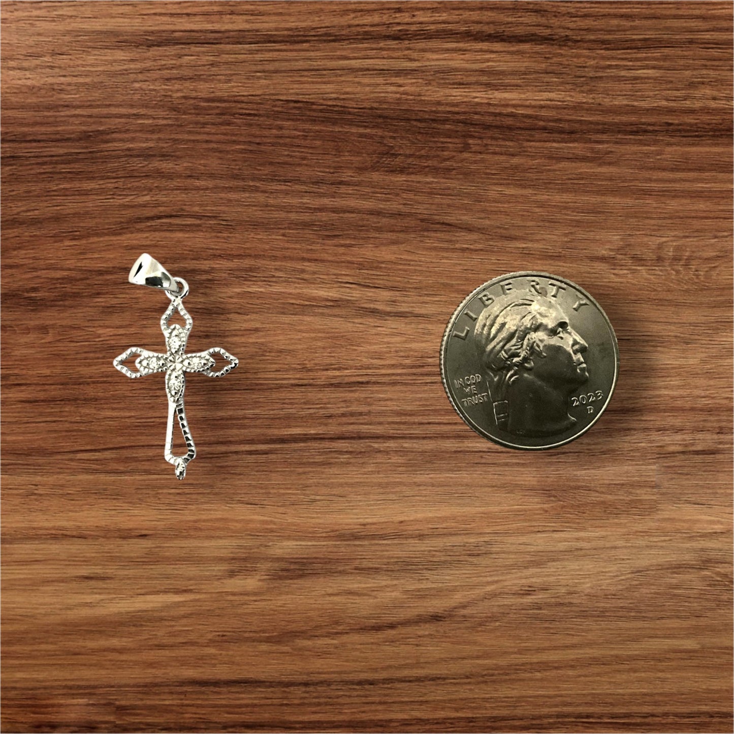 925 Sterling Silver Cross CZ Pendant Necklace + Free Chain