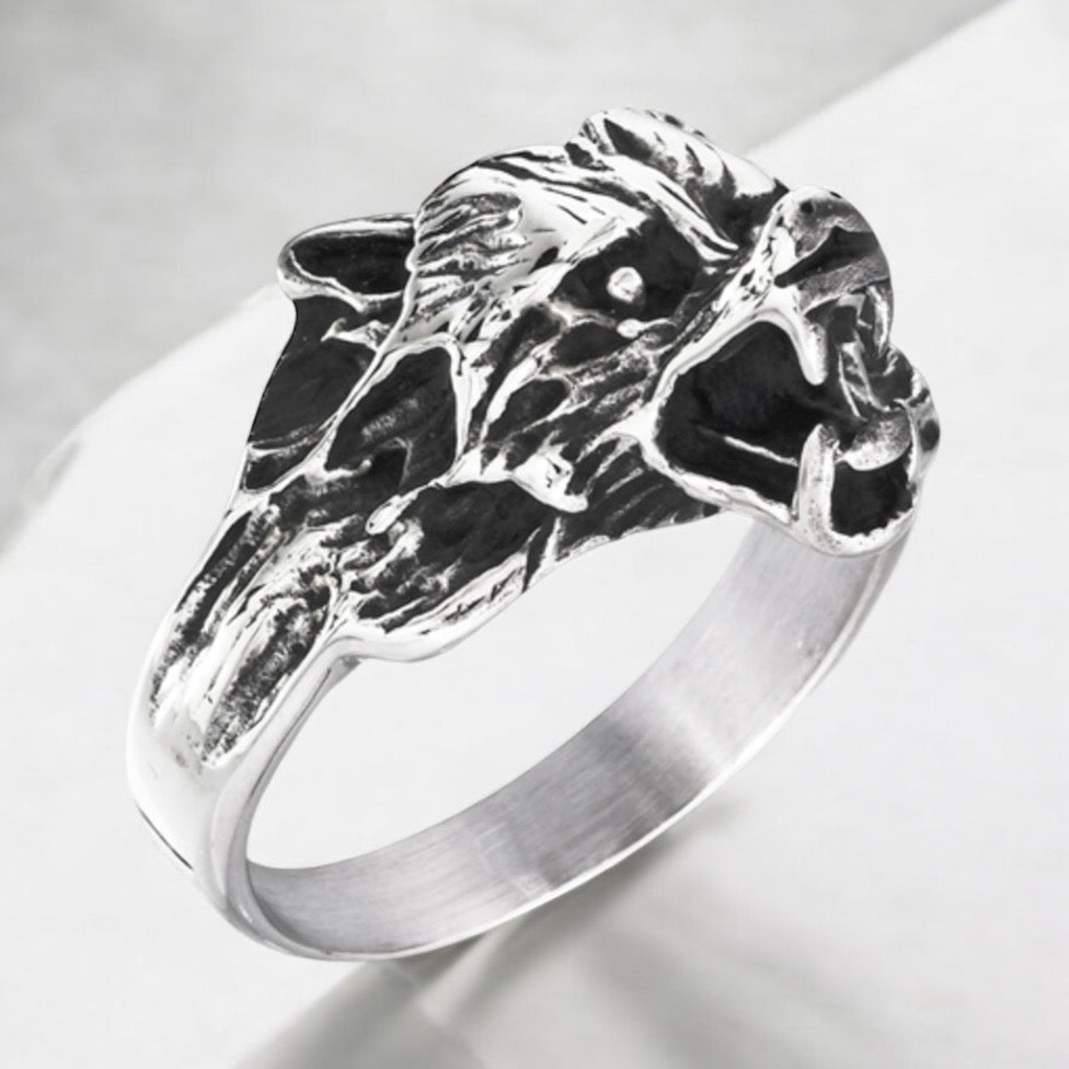 Large 316L Surgical Stainless Steel Wolf Ring Size 8-13