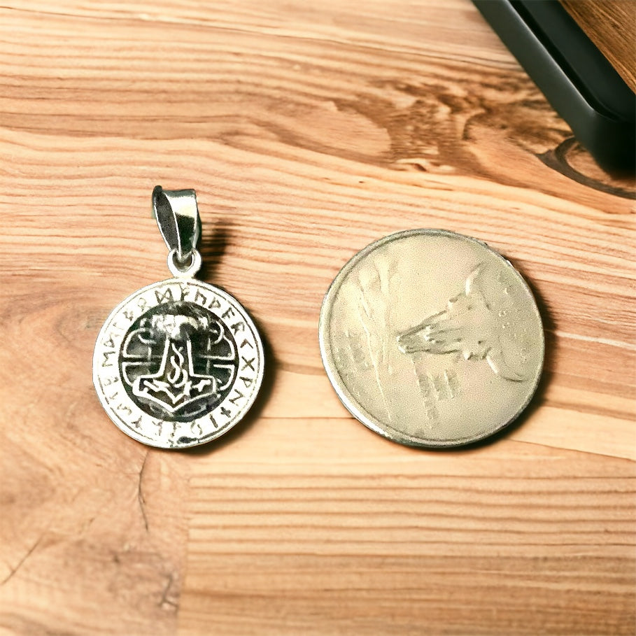 Handcast 925 Sterling Silver Viking Norse Thor's Hammer Mjolnir Pendant Necklace + Free Chain
