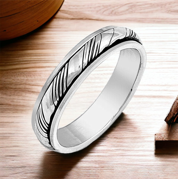 Sterling Silver Unisex Weave Spinner Ring