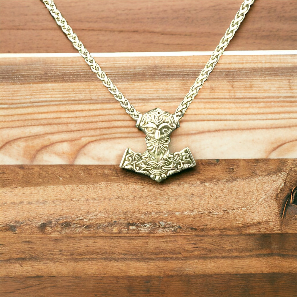 Large Handcast 925 Sterling Silver Norse Viking Thor's Thors Hammer Mjolnir Odin Pendant + Free Chain