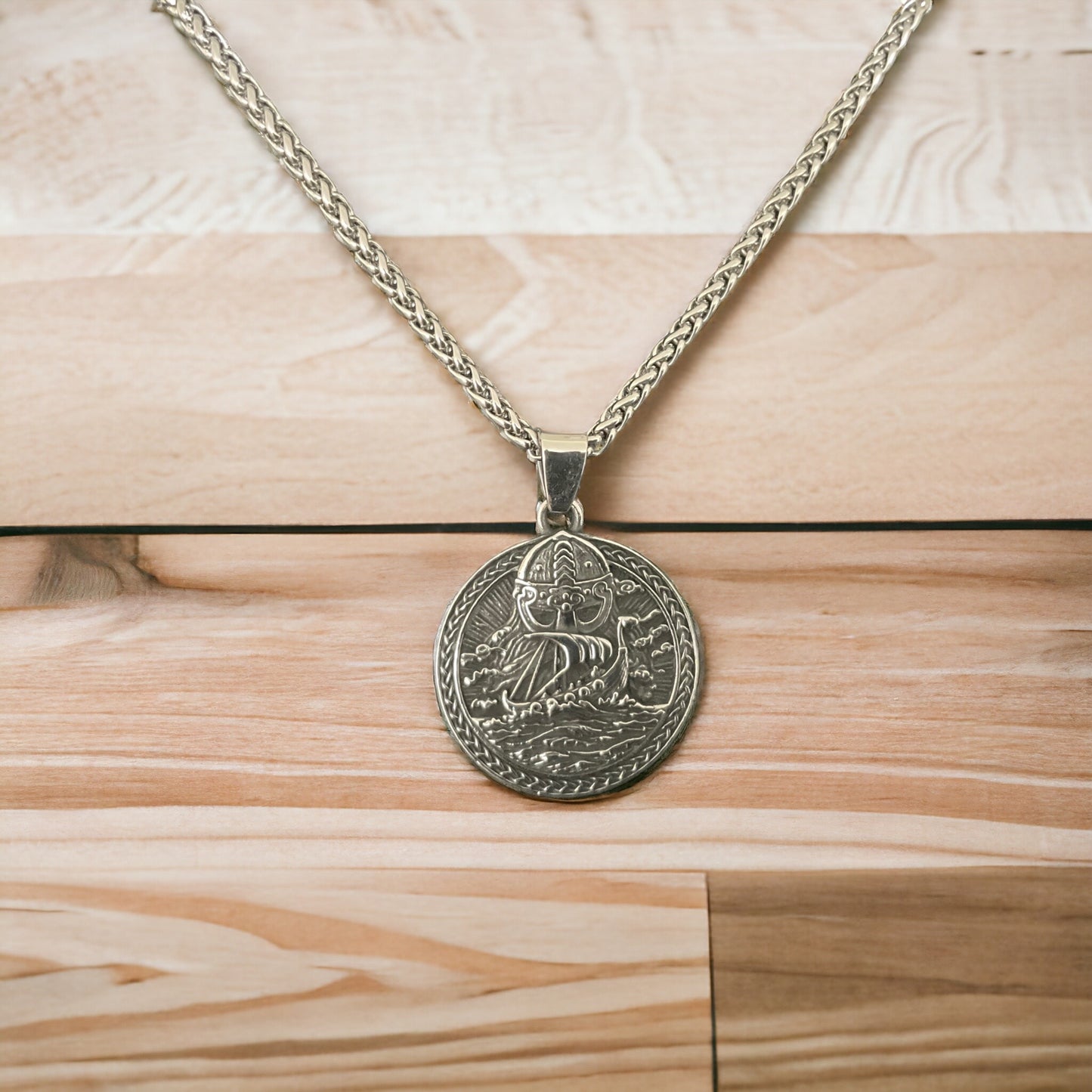 316L Surgical Stainless Steel Viking Norse God Odin Pendant + Free Chain Necklace