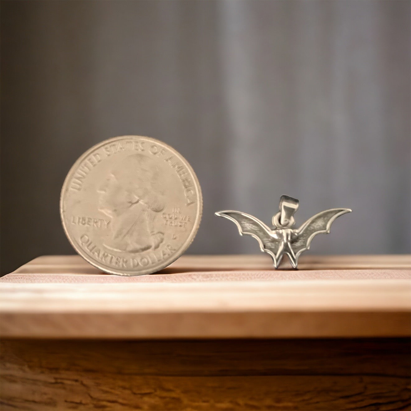 925 Sterling Silver Bat Pendant Necklace + Free Chain