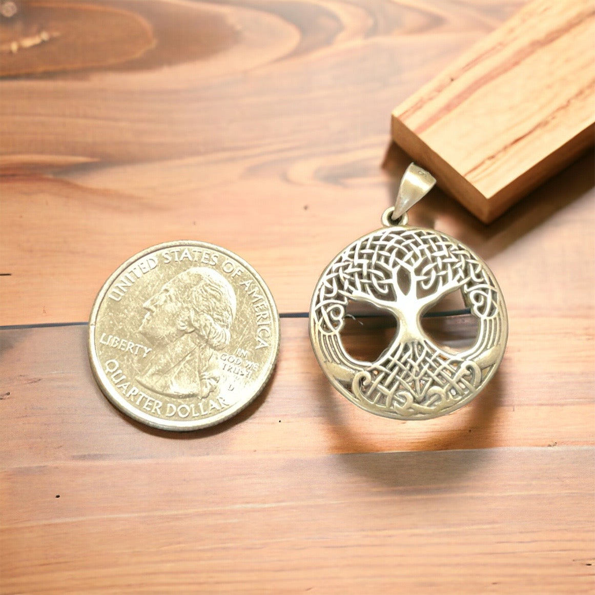 Sterling Silver Celtic Tree of Life Pendant + Free Chain