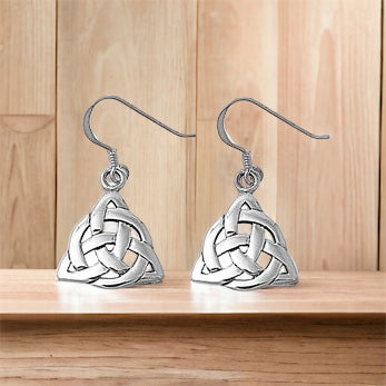 Silver Celtic Triquetra / Trinity Knot Dangle Earrings
