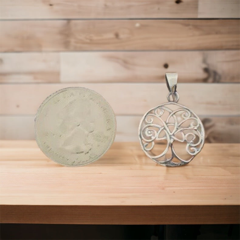 925 Sterling Silver Celtic Trinity Tree of Life Pendant Necklace + Free Chain