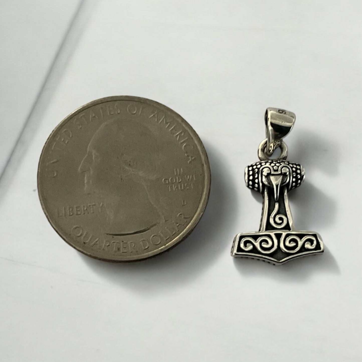 925 Sterling Silver Viking Norse Thor's Hammer Mjolnir Pendant Necklace + Free Chain