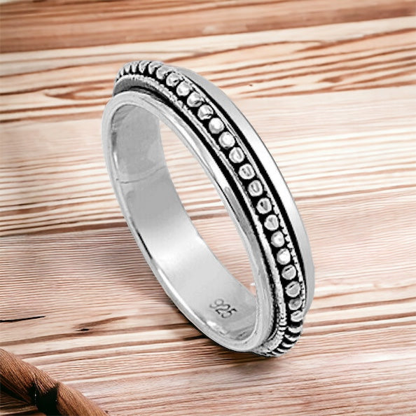 Sterling Silver Unisex Weave Spinner Ring