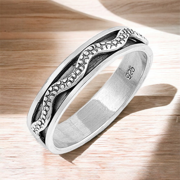 Sterling Silver Unisex Celtic Weave Spinner Ring