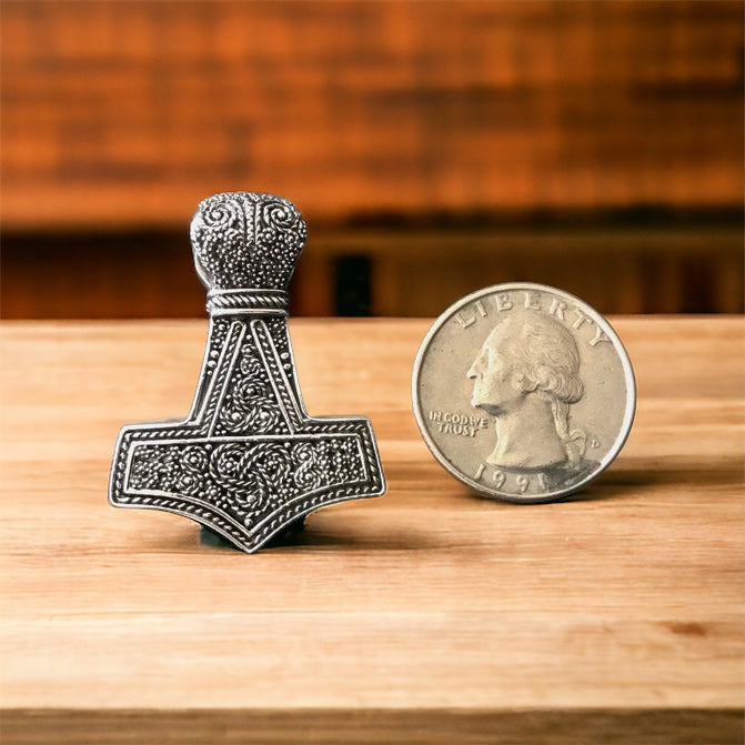 Large Handcast 925 Sterling Silver Norse Viking Thor's Thors Hammer Mjolnir Pendant + Free Chain