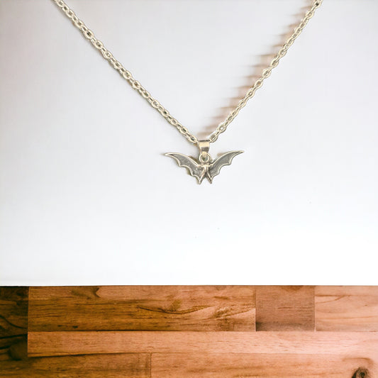 925 Sterling Silver Bat Pendant Necklace + Free Chain