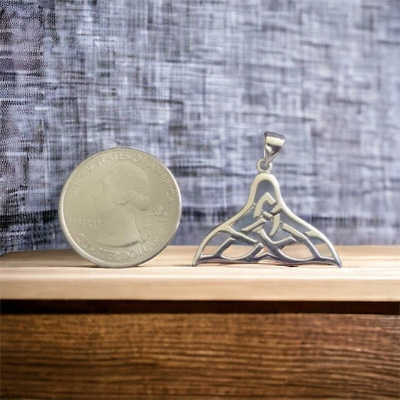 Handcast 925 Sterling Silver Celtic Whale Tail Pendant + Free Chain Necklace