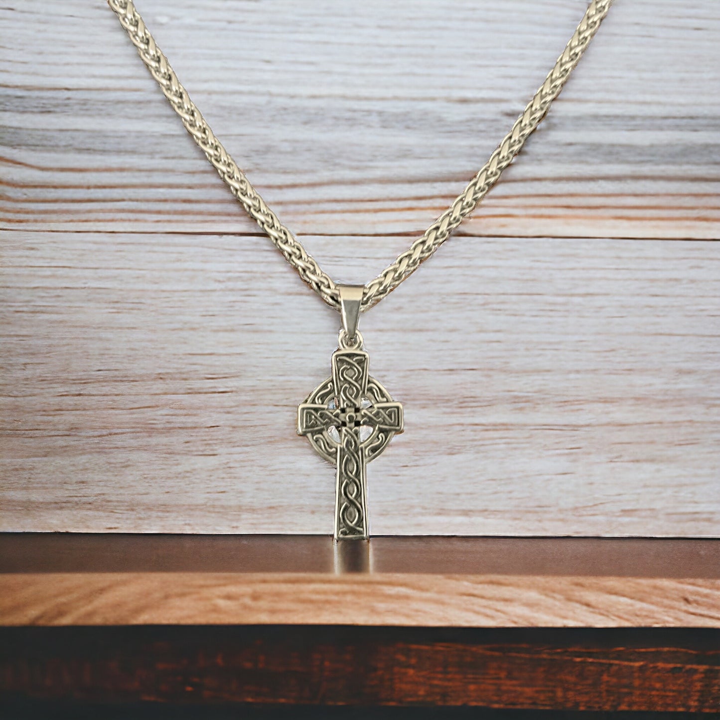 316L Surgical Stainless Steel Irish Celtic Knot Cross Pendant + Free Chain Necklace