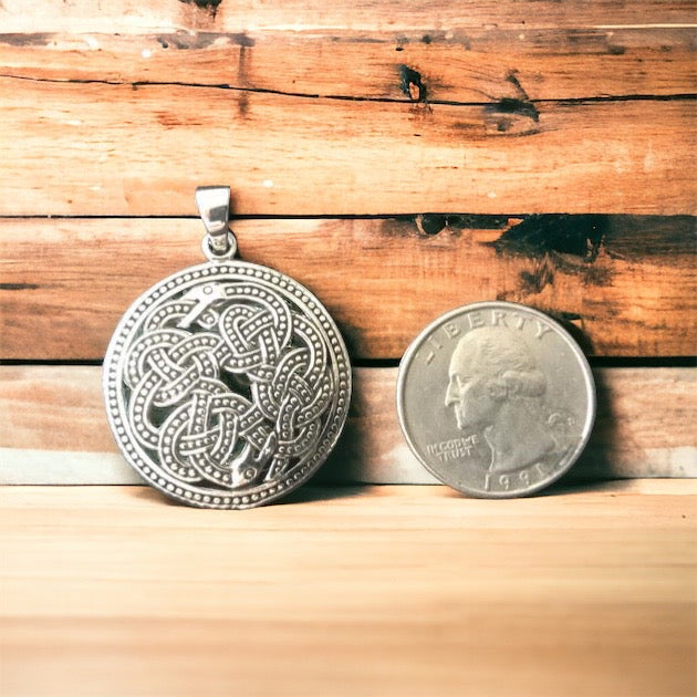 Large Handcast Ouroboros Uroboros Pendant made from nickel free 925 Sterling Silver + Free Chain