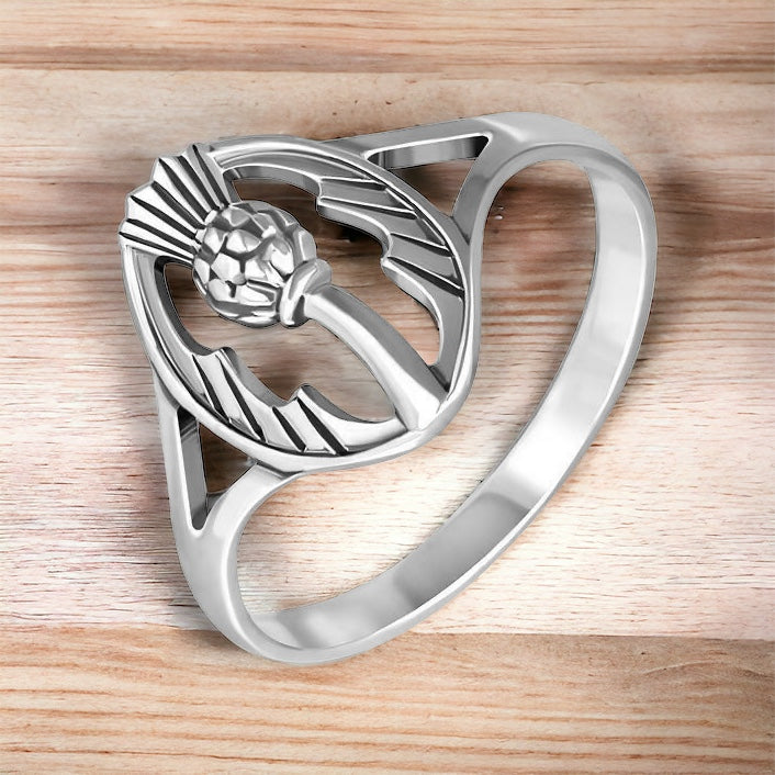 925 Sterling Silver Scottish Thistle Ring