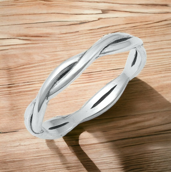 925 Sterling Silver Celtic Braided Weave Band Ring Size 4-10