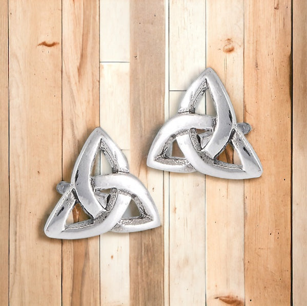 Silver Celtic Triquetra / Trinity Knot Stud Post Earrings