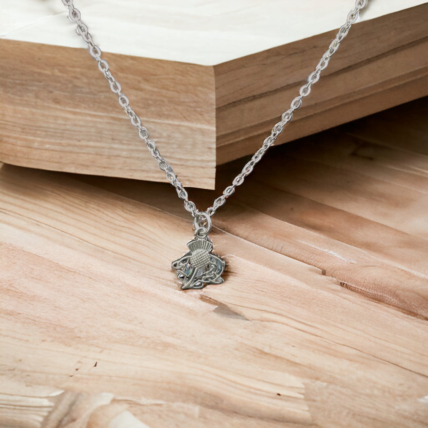 925 Sterling Silver Scottish Thistle Flower Charm Pendant + Free Chain