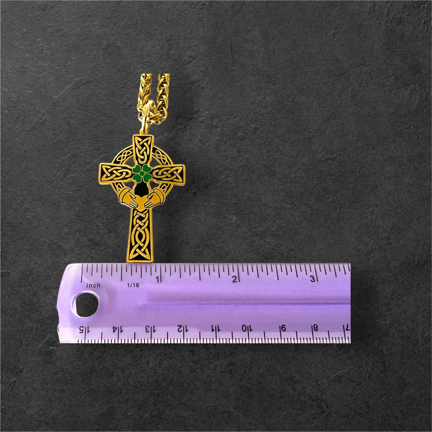 Large 316L Surgical Stainless Steel Irish Celtic Claddagh Cross Pendant + Free Chain Necklace