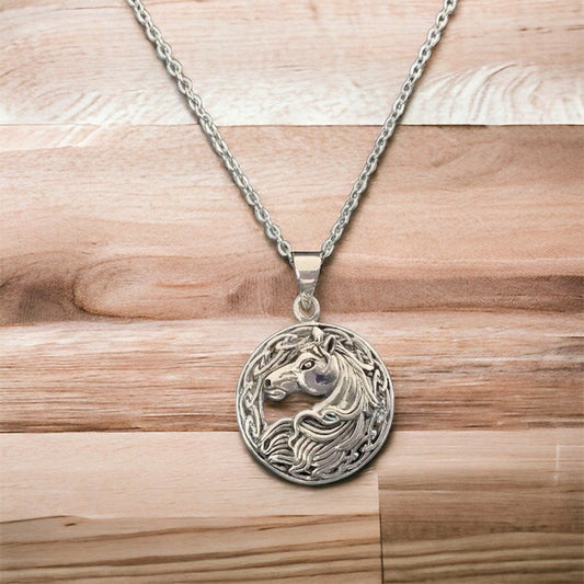 Handcast 925 Sterling Silver Celtic Epona Horse Pendant + Free Chain