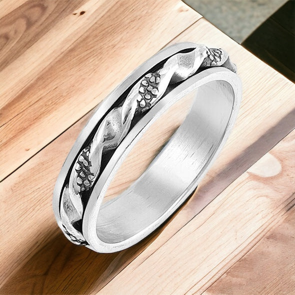 Sterling Silver Unisex Celtic Weave Spinner Ring