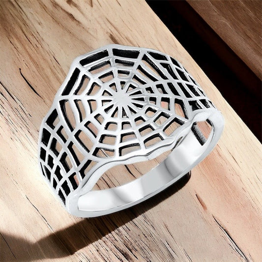 925 Sterling Silver Spider Web Ring Band Size 4-10