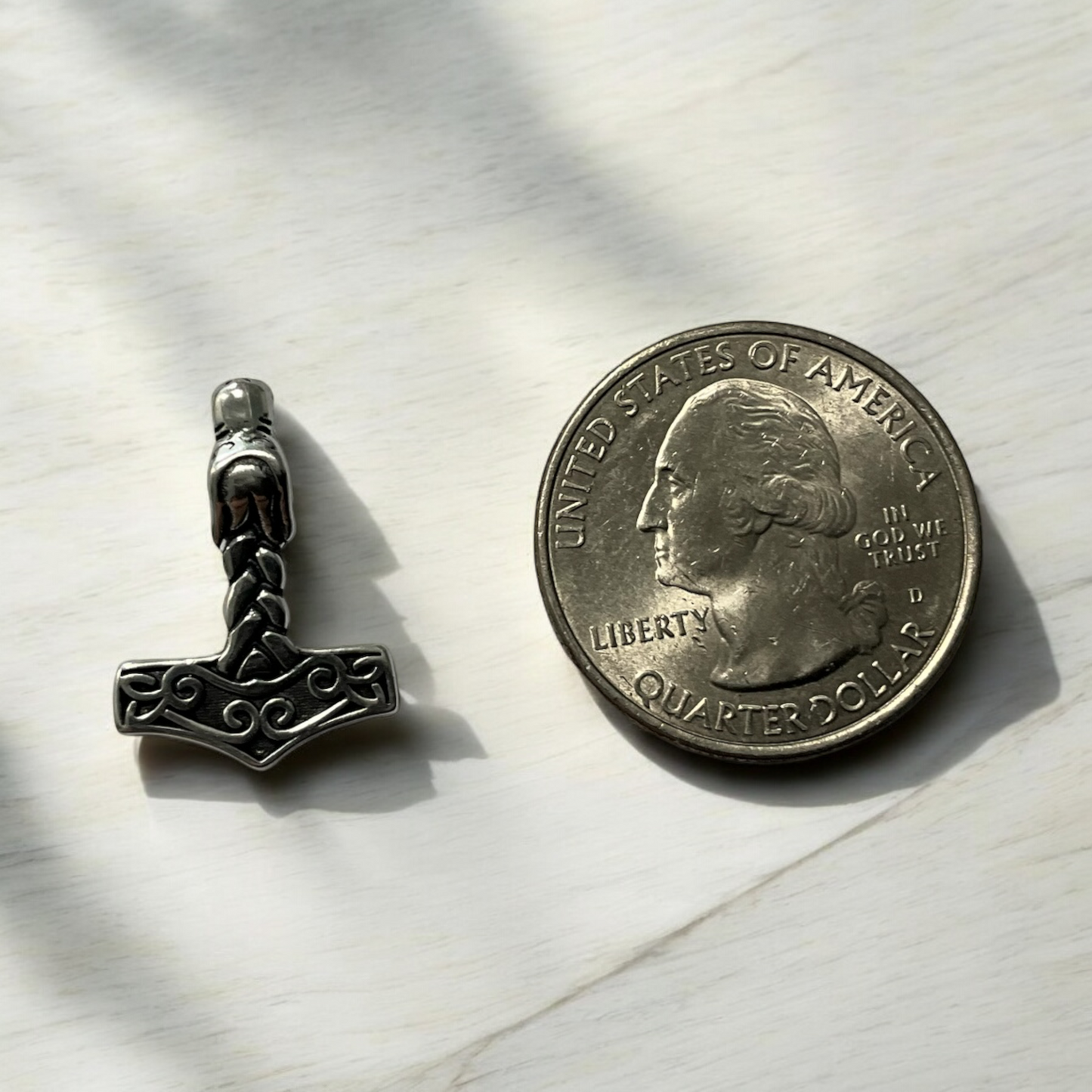 925 Sterling Silver Viking Norse Thor's Hammer Mjolnir Pendant Necklace + Free Chain