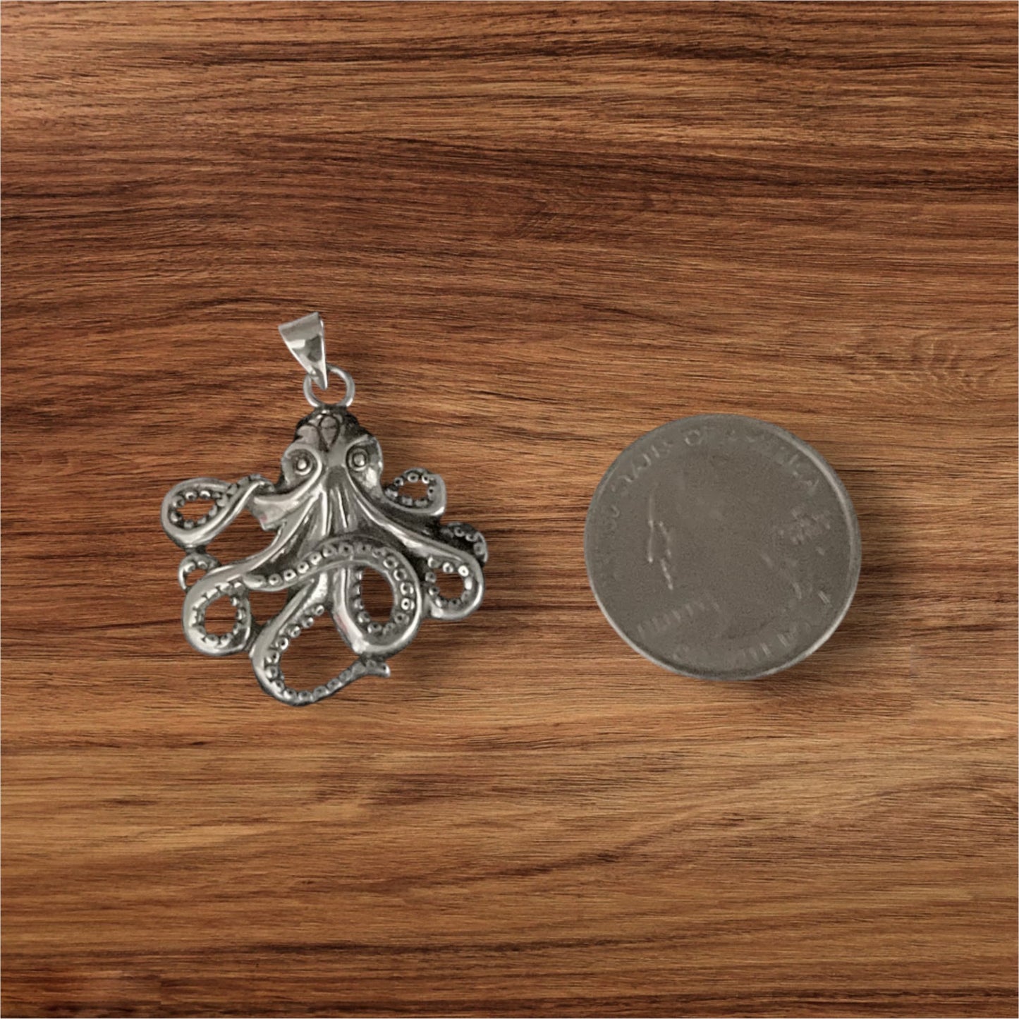 Large 925 Sterling Silver Octopus Pendant + Free Chain Necklace