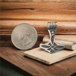 Handcast 925 Sterling Silver Viking Norse Thor's Hammer Mjolnir Pendant Necklace + Free Chain