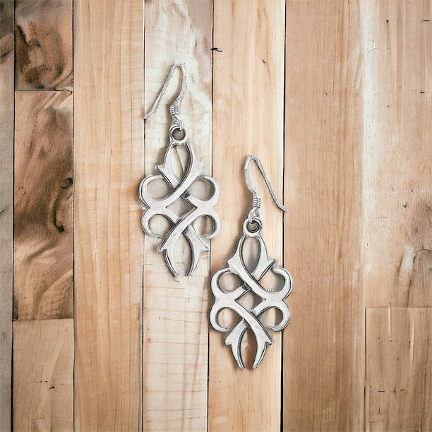 Large Silver Celtic Knotwork Dangle Earrings