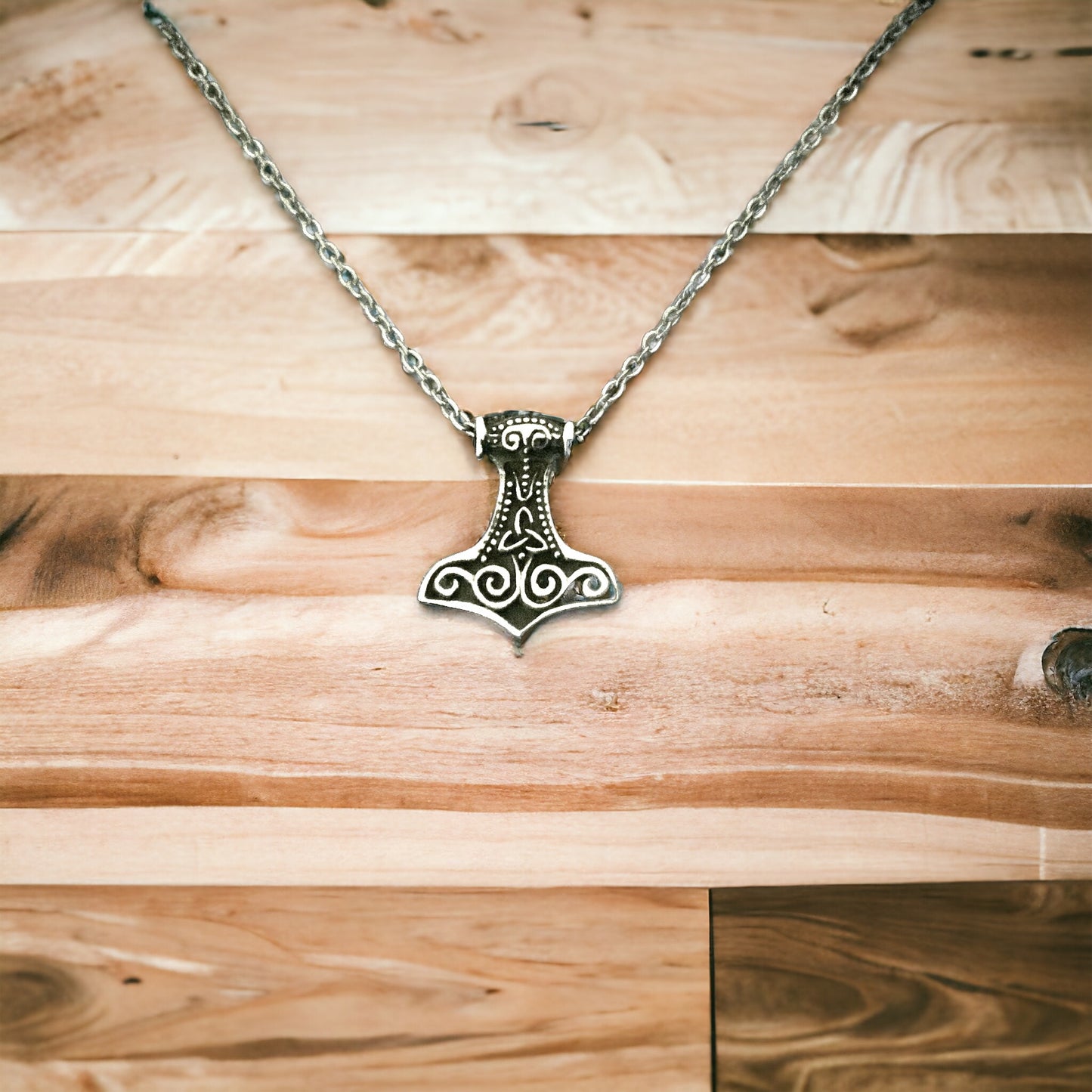 925 Sterling Silver Viking Norse Thor's Hammer Mjolnir Pendant Necklace + Free Chain