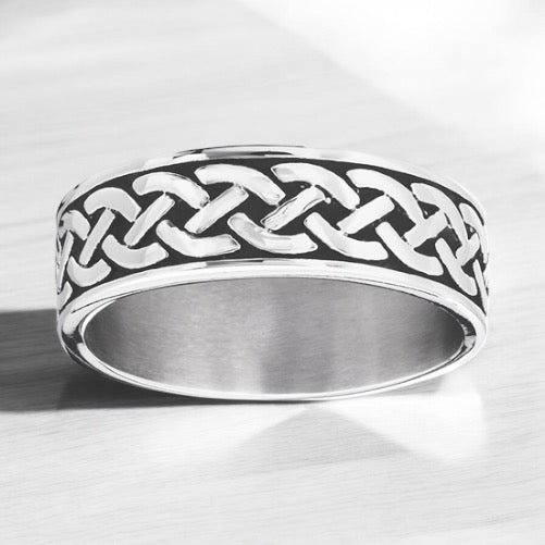 316L Surgical Stainless Steel Celtic Braided Weave Ring Band Size 9-13