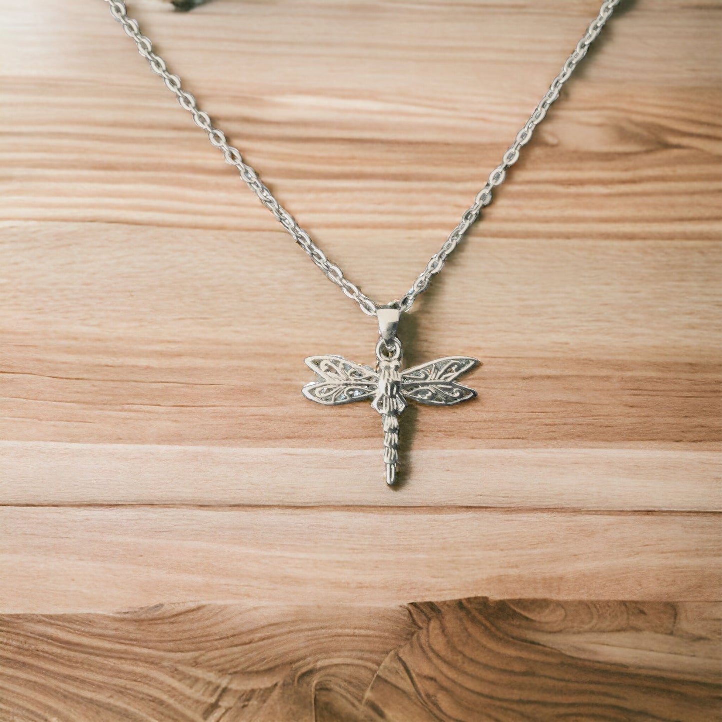 925 Sterling Silver Celtic Dragonfly Pendant Necklace + Free Chain